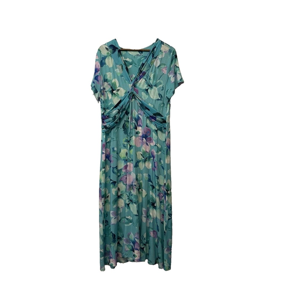 Soft Surroundings Savor Maxi Dress Womens XL Floral Twist Front Bodice V Neck